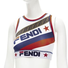 FENDI FILA Mania Zucca logo print white blue 2 piece bikini set IT38 XS