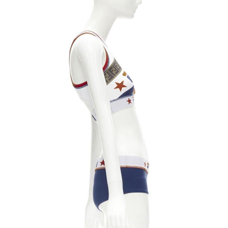 FENDI FILA Mania Zucca logo print white blue 2 piece bikini set IT38 XS In Excellent Condition In Hong Kong, NT