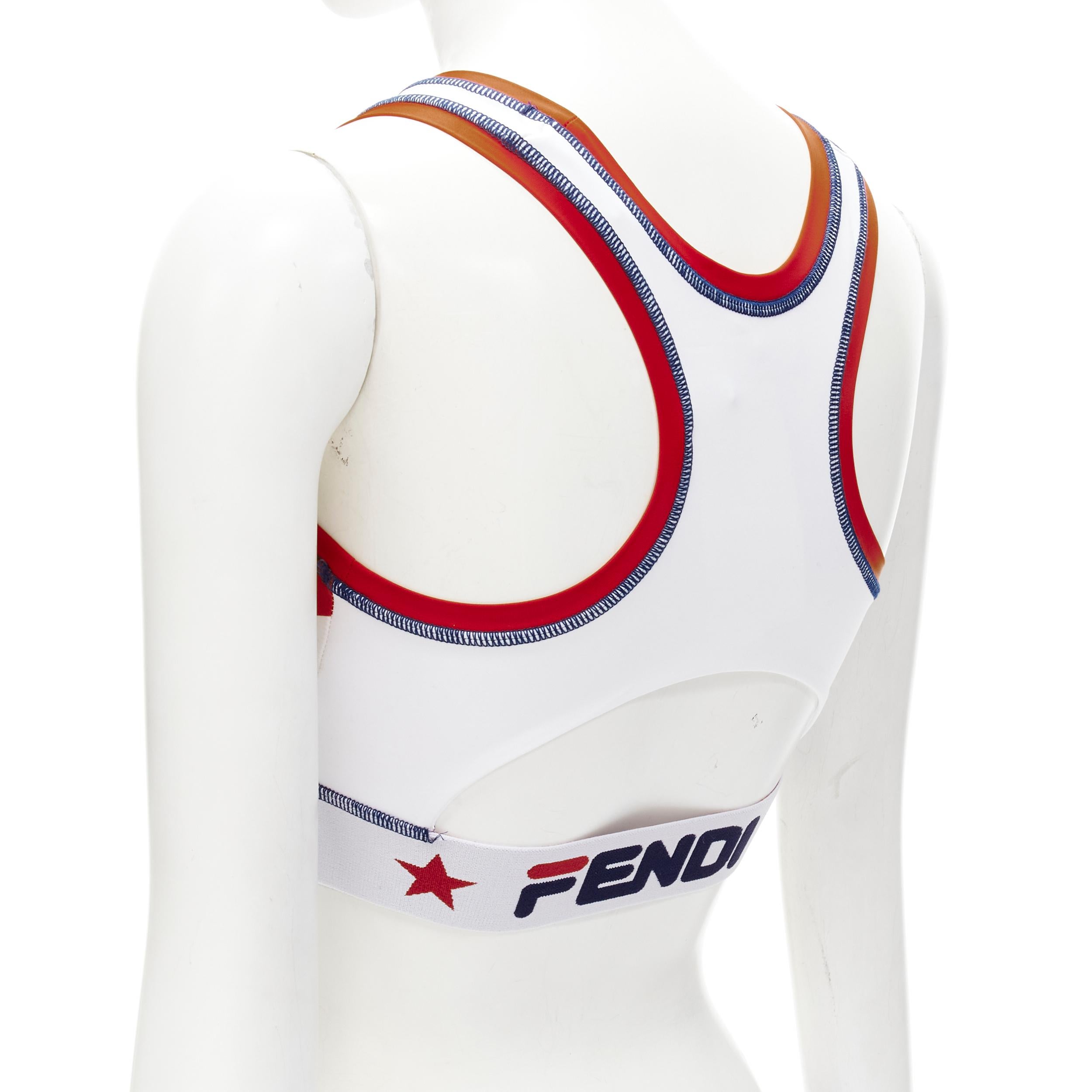 FENDI FILA Mania Zucca 2-teiliges Bikini-Set mit Logodruck in Weiß und Blau IT38 XS im Angebot 3