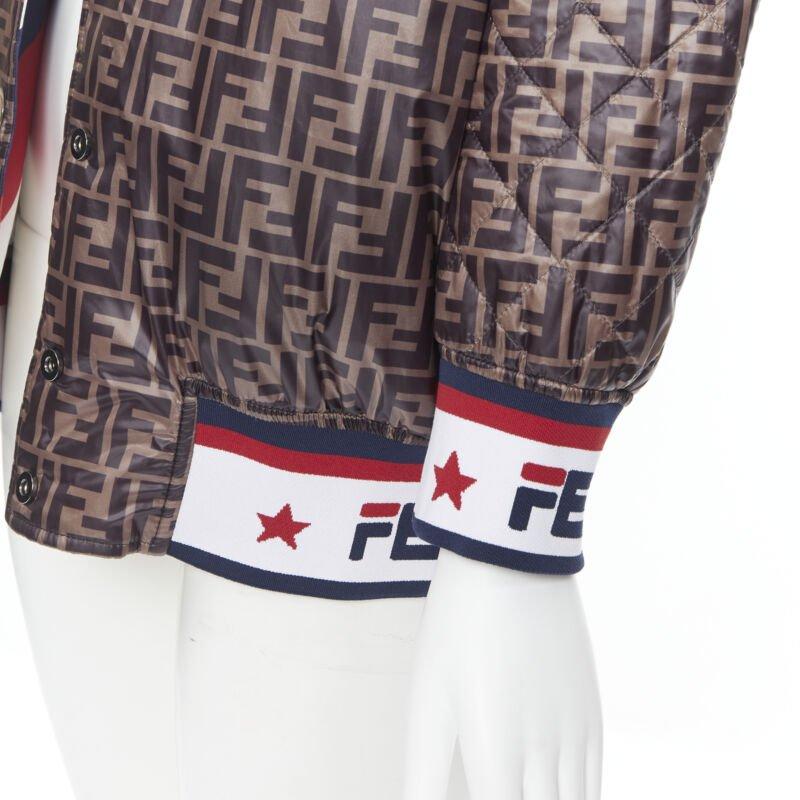 Fendi FILA bomber reversibile in seta colorblocked con monogramma Zucca IT38 XS in vendita 6