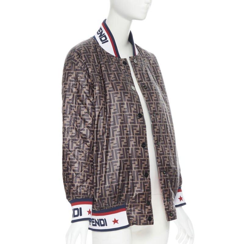 Fendi FILA bomber reversibile in seta colorblocked con monogramma Zucca IT38 XS In condizioni ottime in vendita a Hong Kong, NT