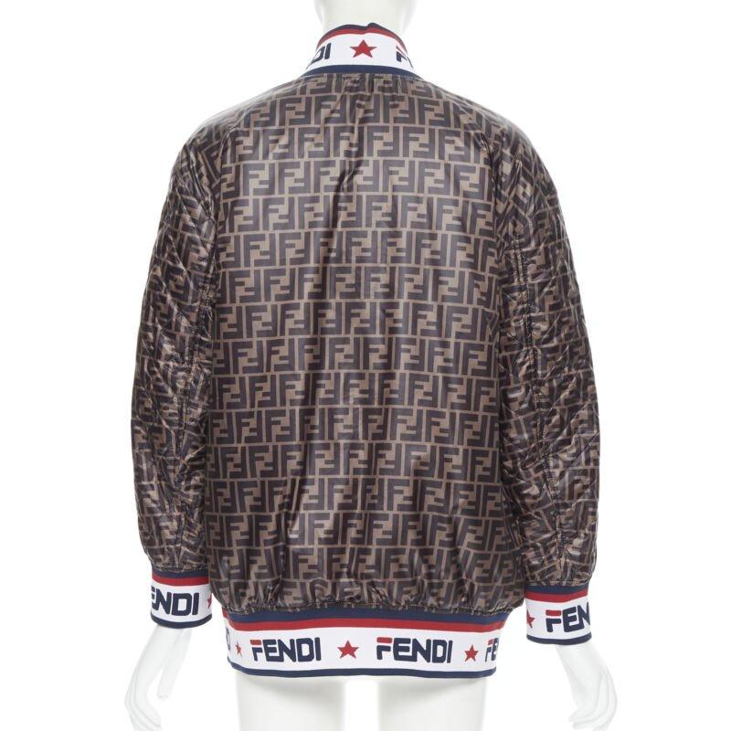 Donna Fendi FILA bomber reversibile in seta colorblocked con monogramma Zucca IT38 XS in vendita
