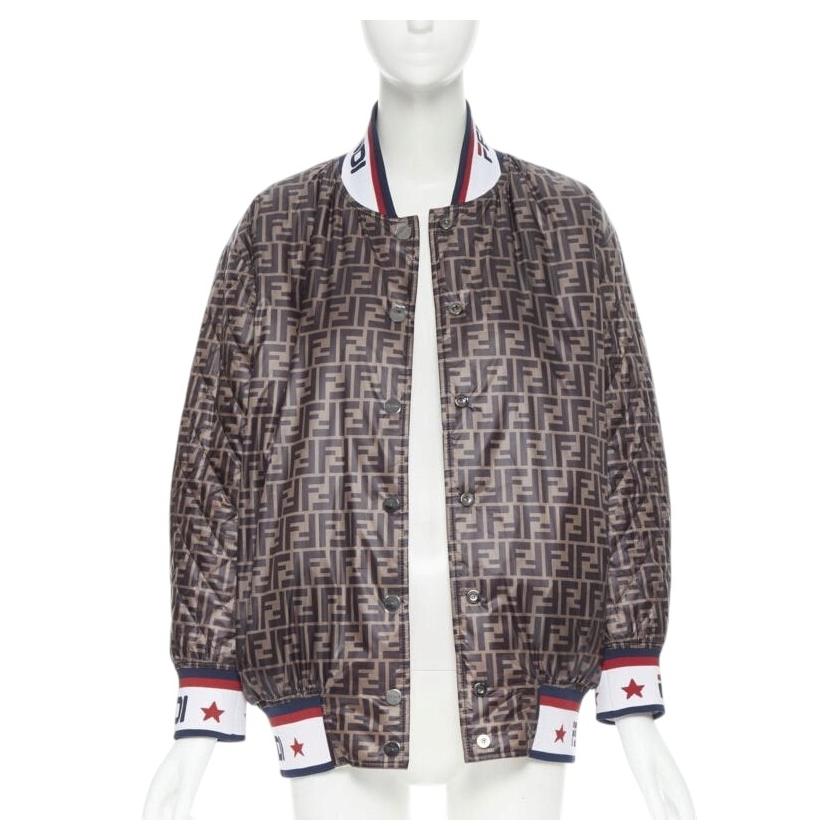 FENDI FILA Blouson bombardier à monogrammes Zucca en soie colorée réversible IT38 XS