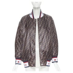 FENDI FILA reversible colorblocked silk Zucca monogram bomber jacket IT38 XS
