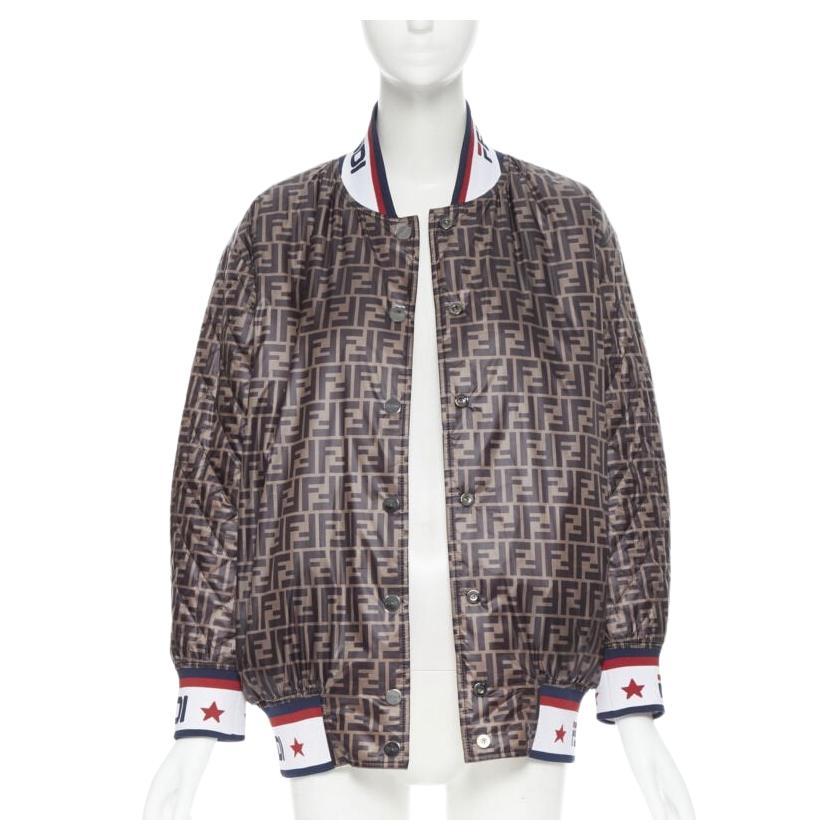 FENDI FILA reversible colorblocked silk Zucca monogram bomber jacket IT38 XS For Sale at 1stDibs