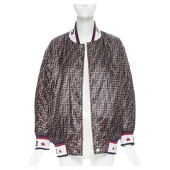 FENDI FILA reversible colorblocked silk Zucca monogram bomber jacket IT38 XS