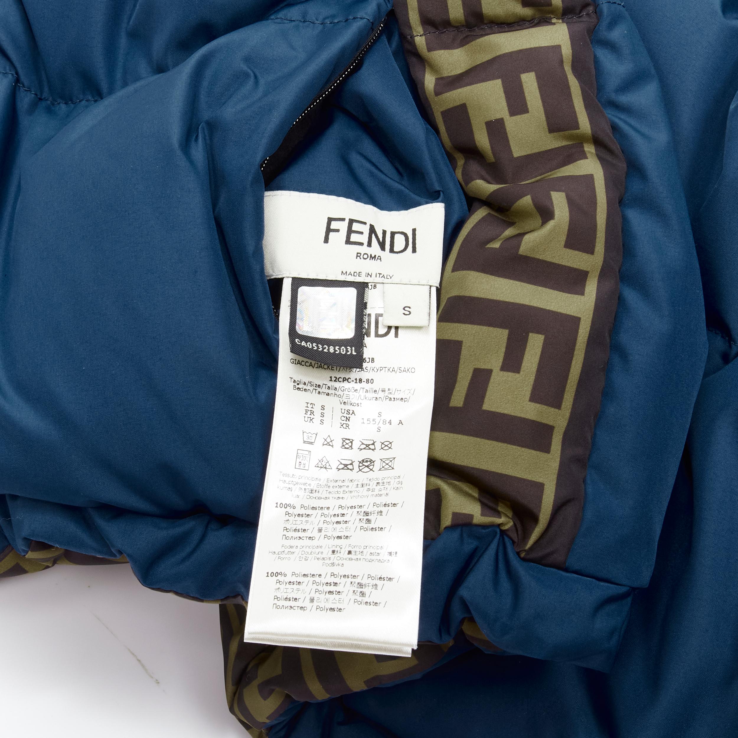 FENDI FILA Reversible FF Zucca monogram blue down puffer cropped vest S at  1stDibs