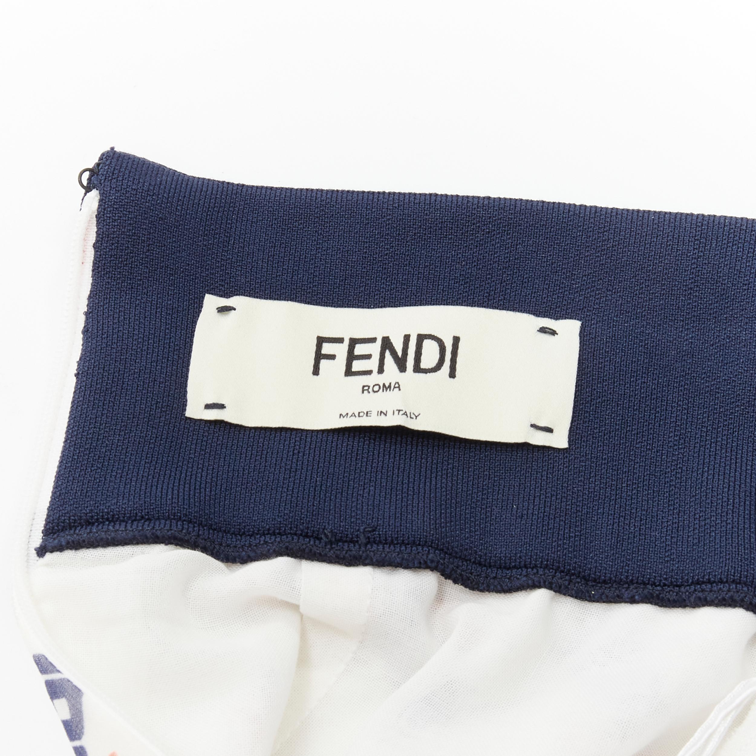 FENDI FILA Runway white Mania logo print star embroidery pleated skirt S 2