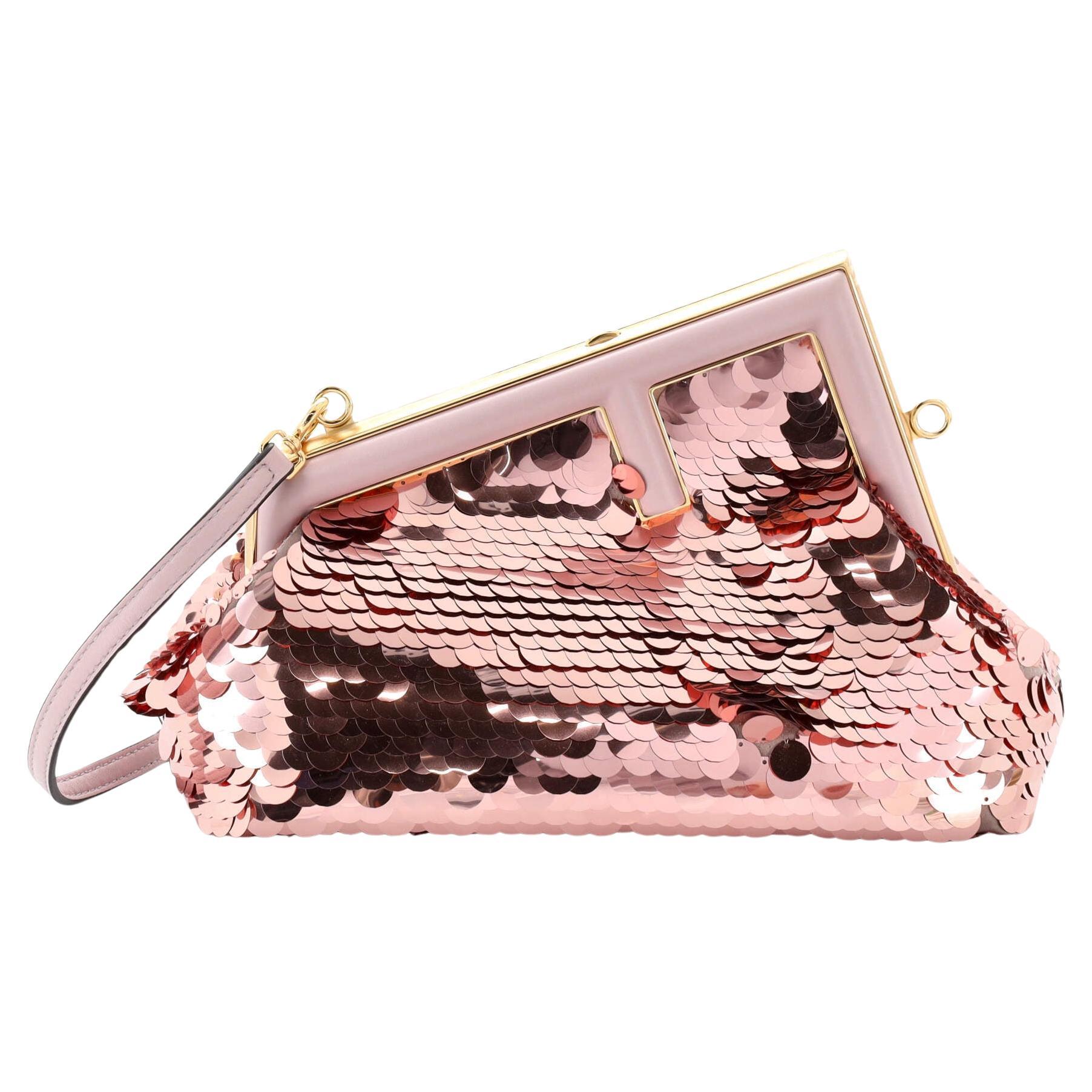 Fendi Baguette Bag Pink Paillettes Exotic Skin Handle Vintage at 1stDibs