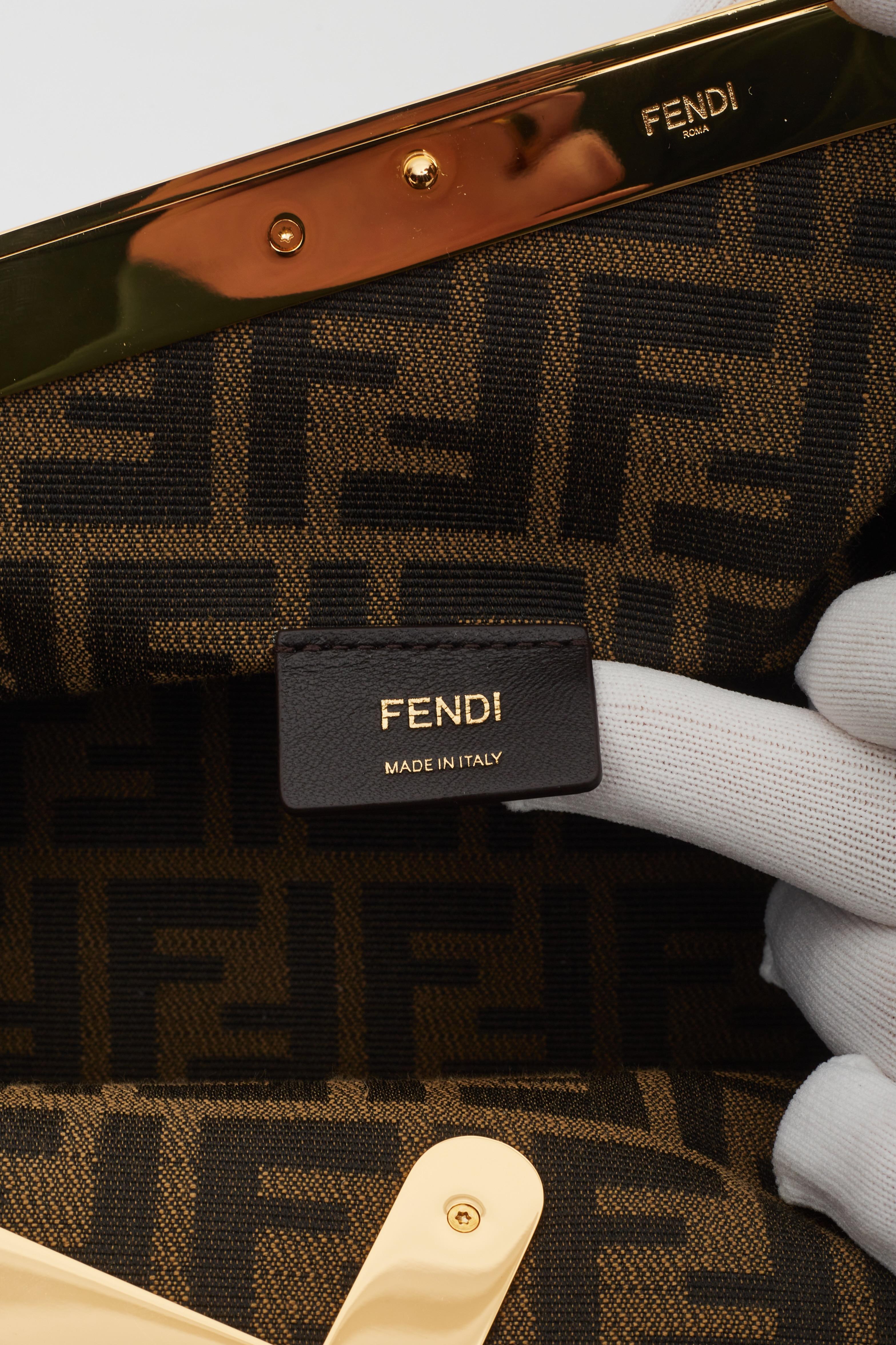 Fendi First Lambskin Turquoise Logo Detailed Clutch Bag 4