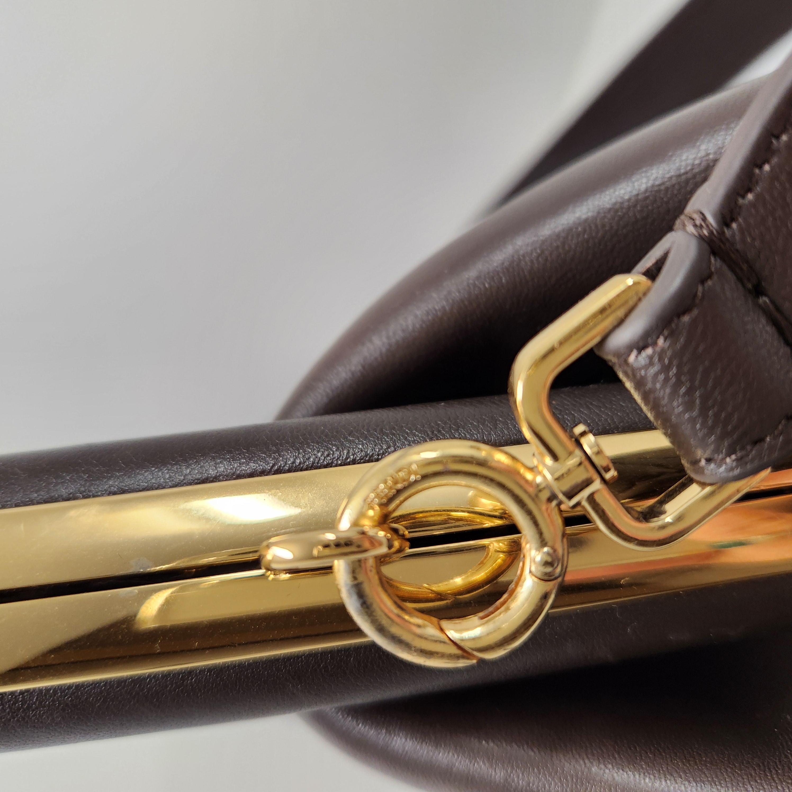 Fendi First Medium Clutch and Shoulder Bag – Brown with Greca and Gold Hardware In Excellent Condition For Sale In PUTNEY, NSW