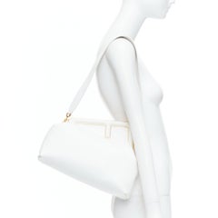 FENDI First Medium white leather gold frame underarm clutch bag