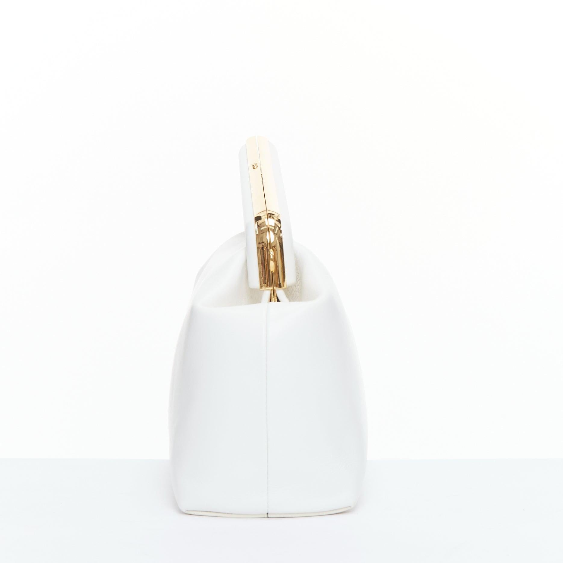FENDI First Medium white leather gold frame underarm clutch bag In Good Condition In Hong Kong, NT