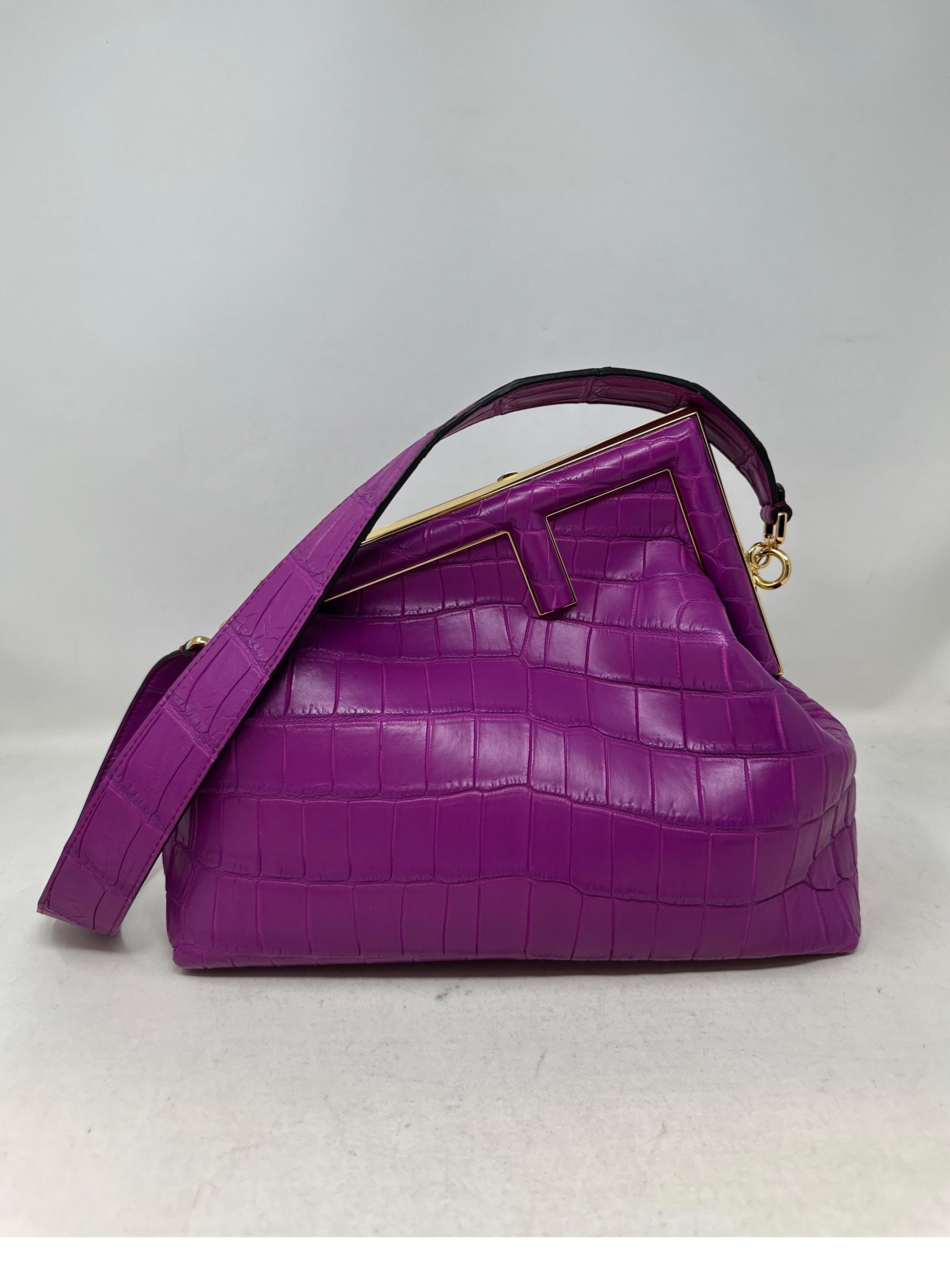 Fendi First Purple Crocodile Bag  For Sale 10