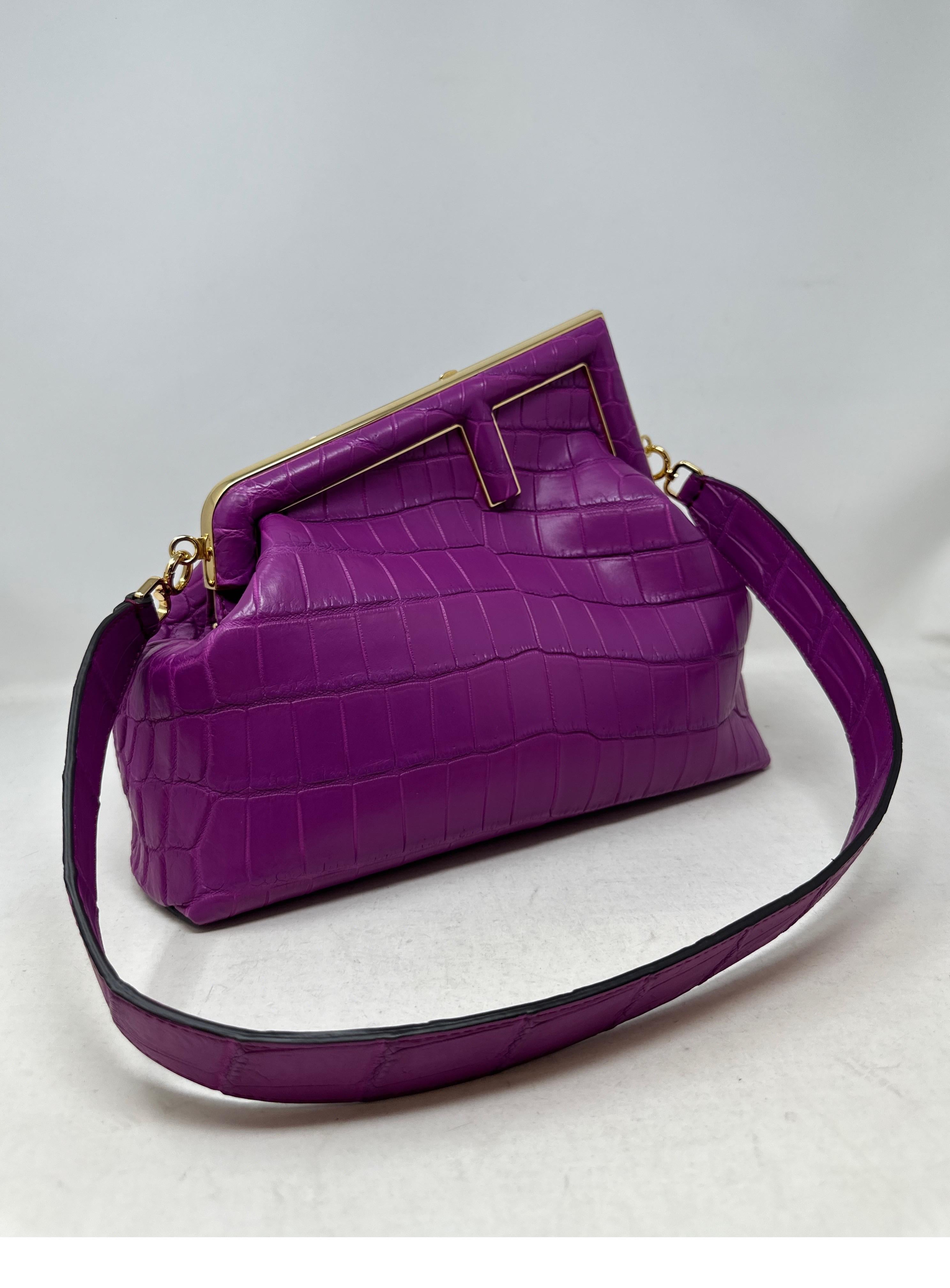 Fendi First Purple Crocodile Bag  For Sale 12