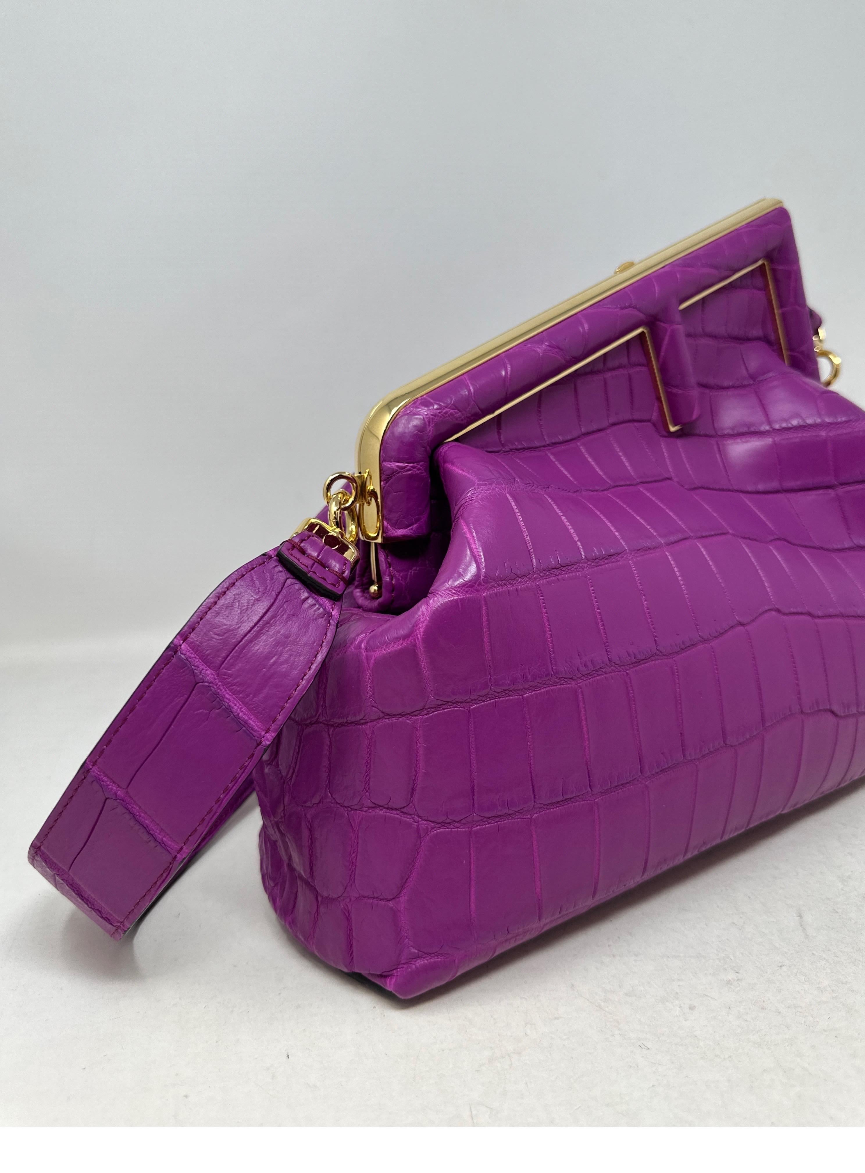 Fendi First Purple Crocodile Bag  For Sale 13