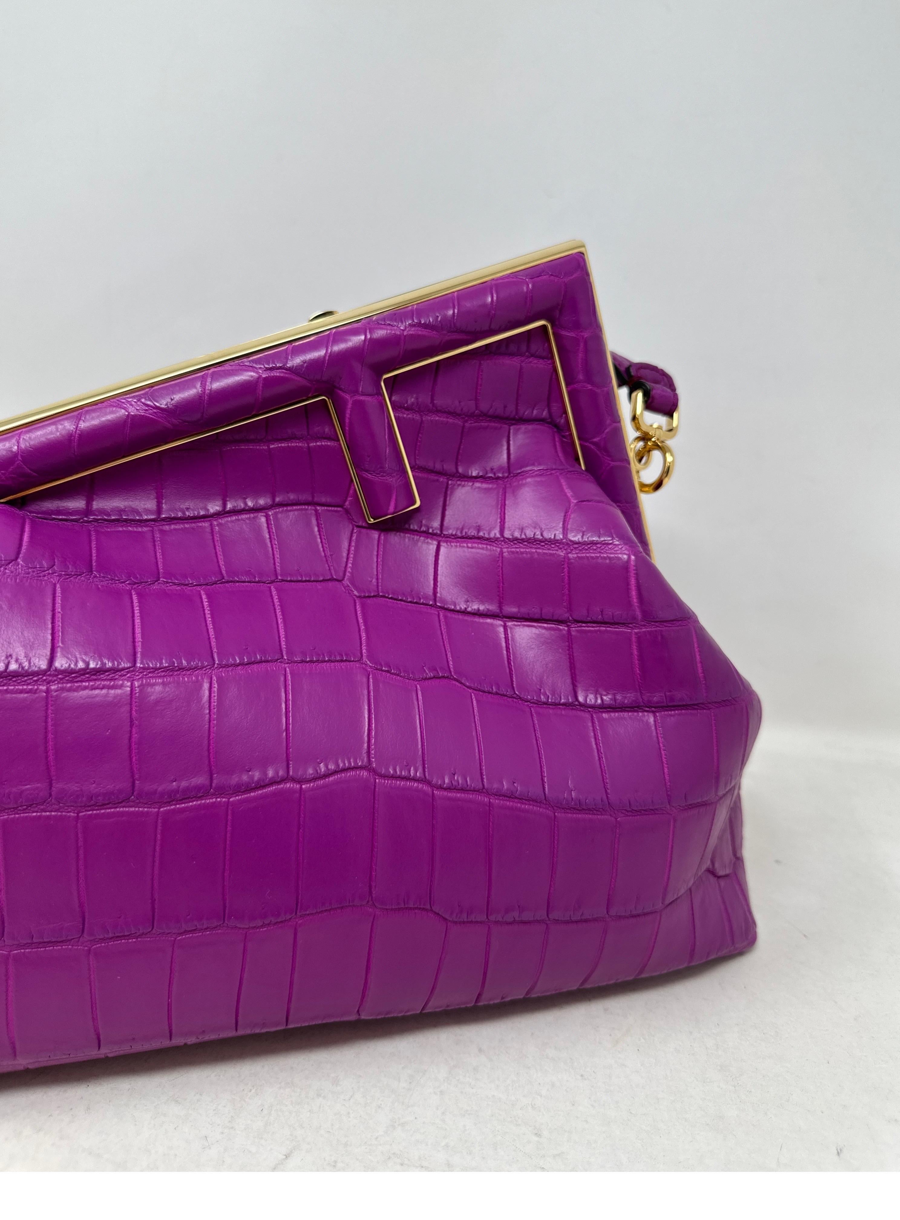 Fendi First Purple Crocodile Bag  For Sale 14