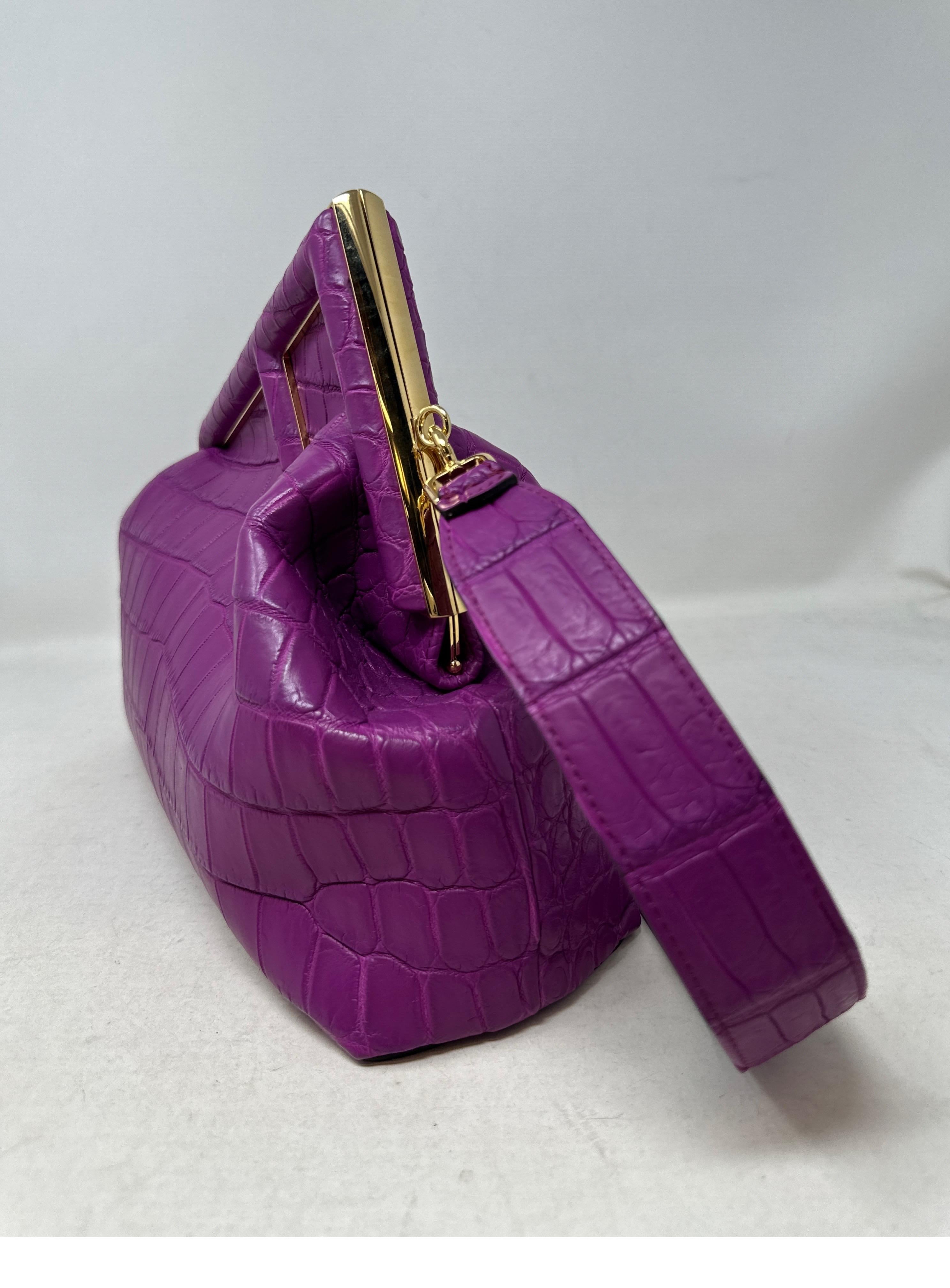 Fendi First Purple Crocodile Bag  For Sale 15