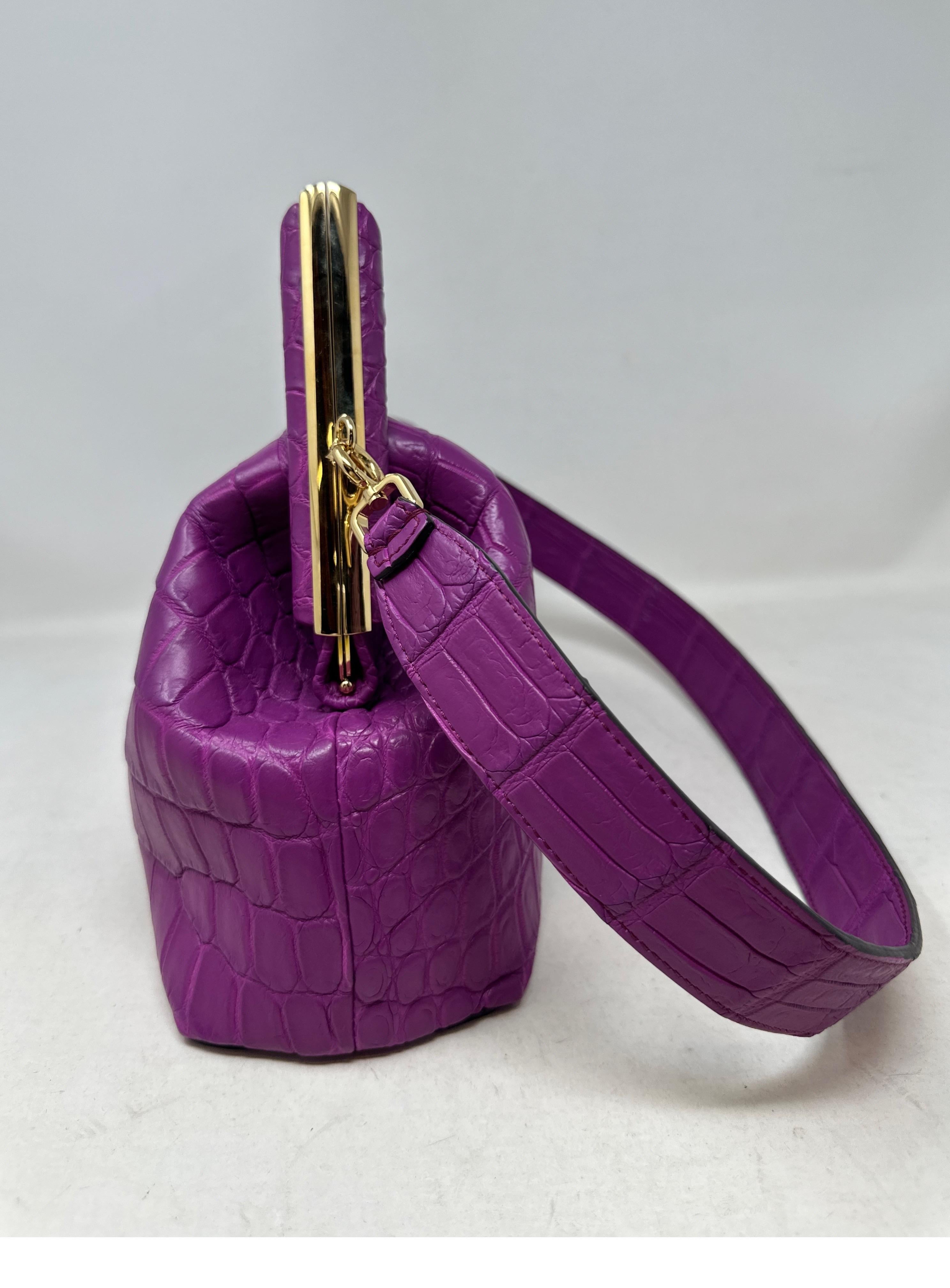 Fendi First Purple Crocodile Bag  For Sale 16