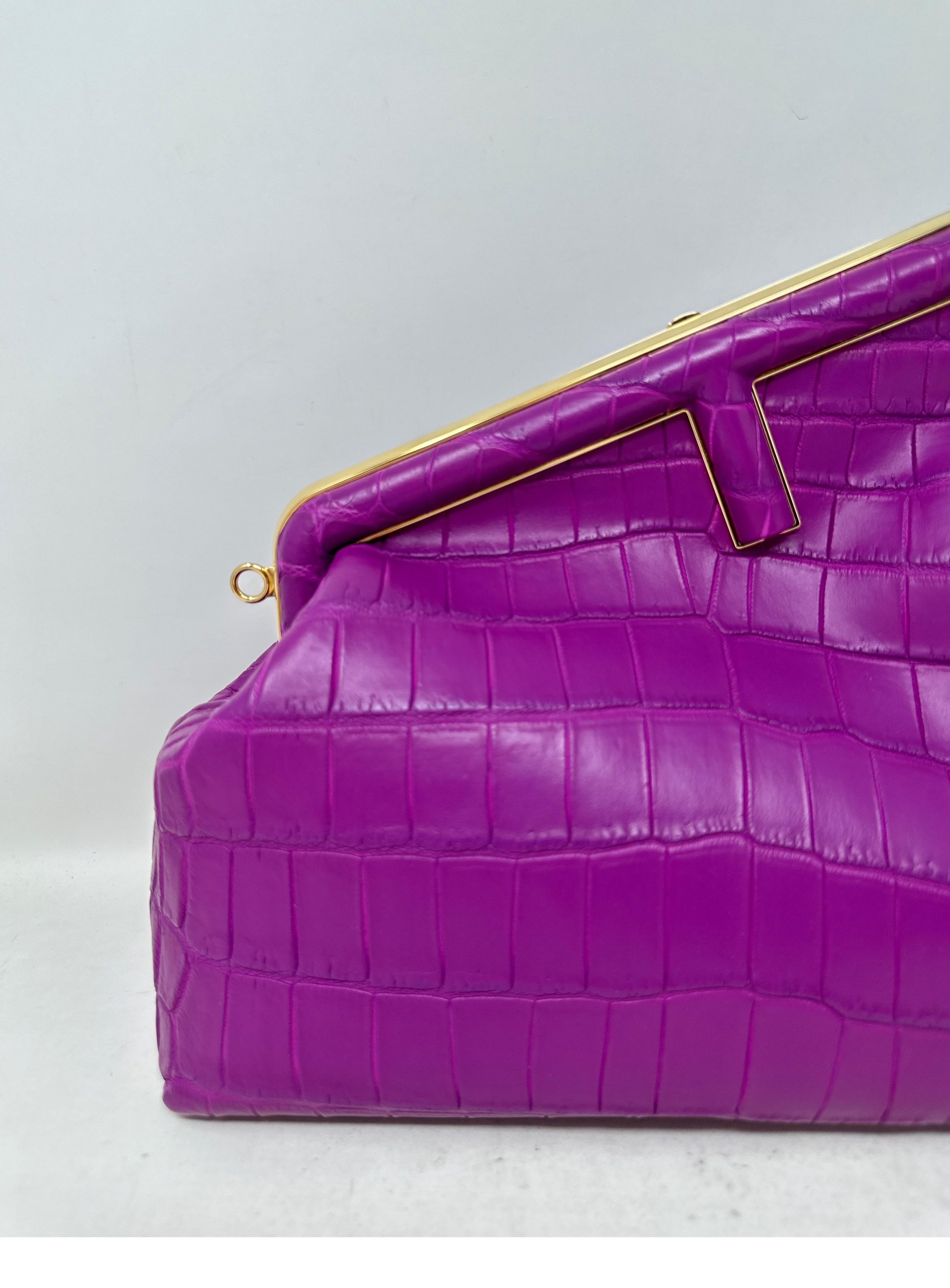 Fendi First Purple Crocodile Bag  In New Condition For Sale In Athens, GA