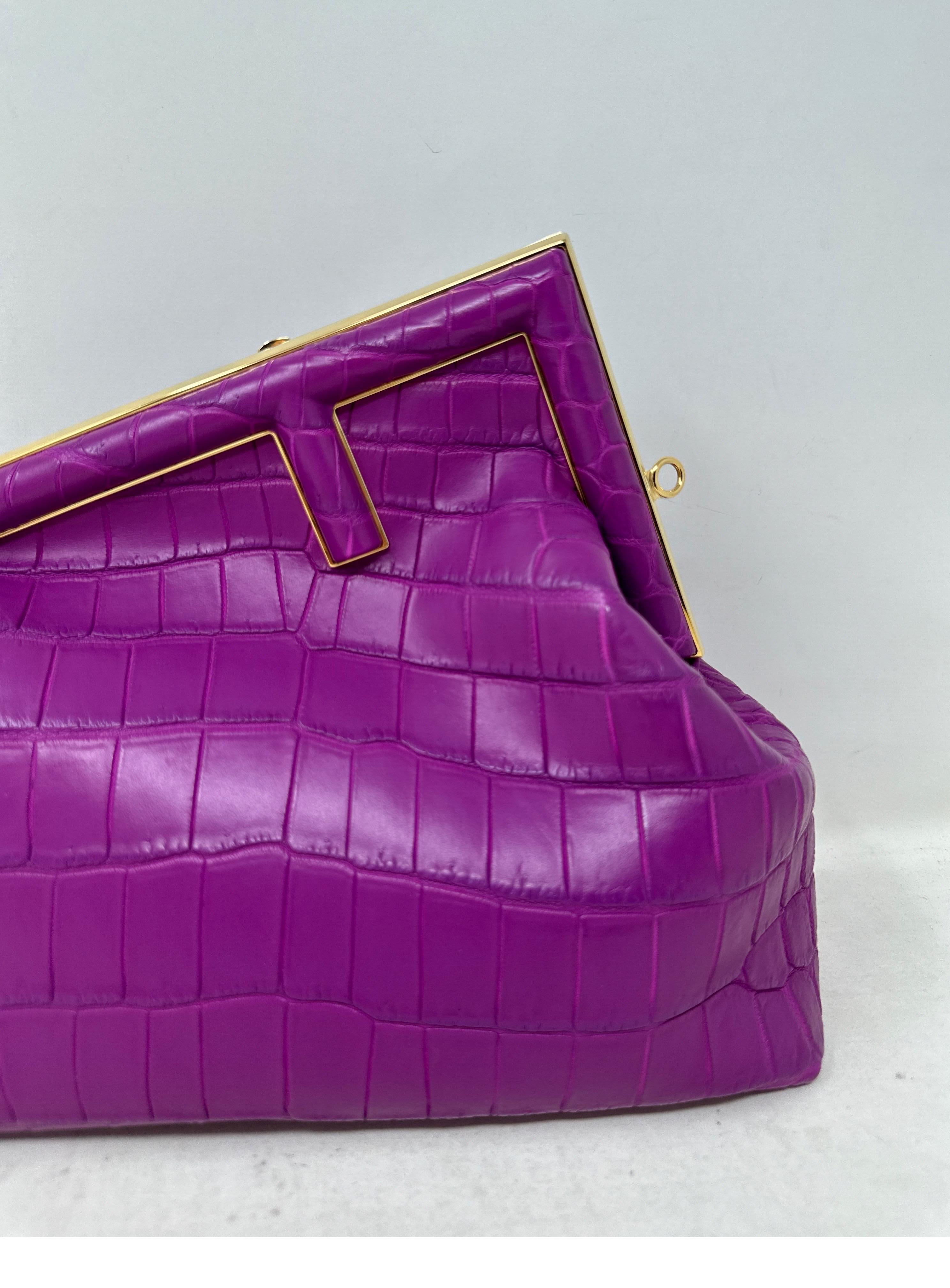 Women's or Men's Fendi First Purple Crocodile Bag  For Sale