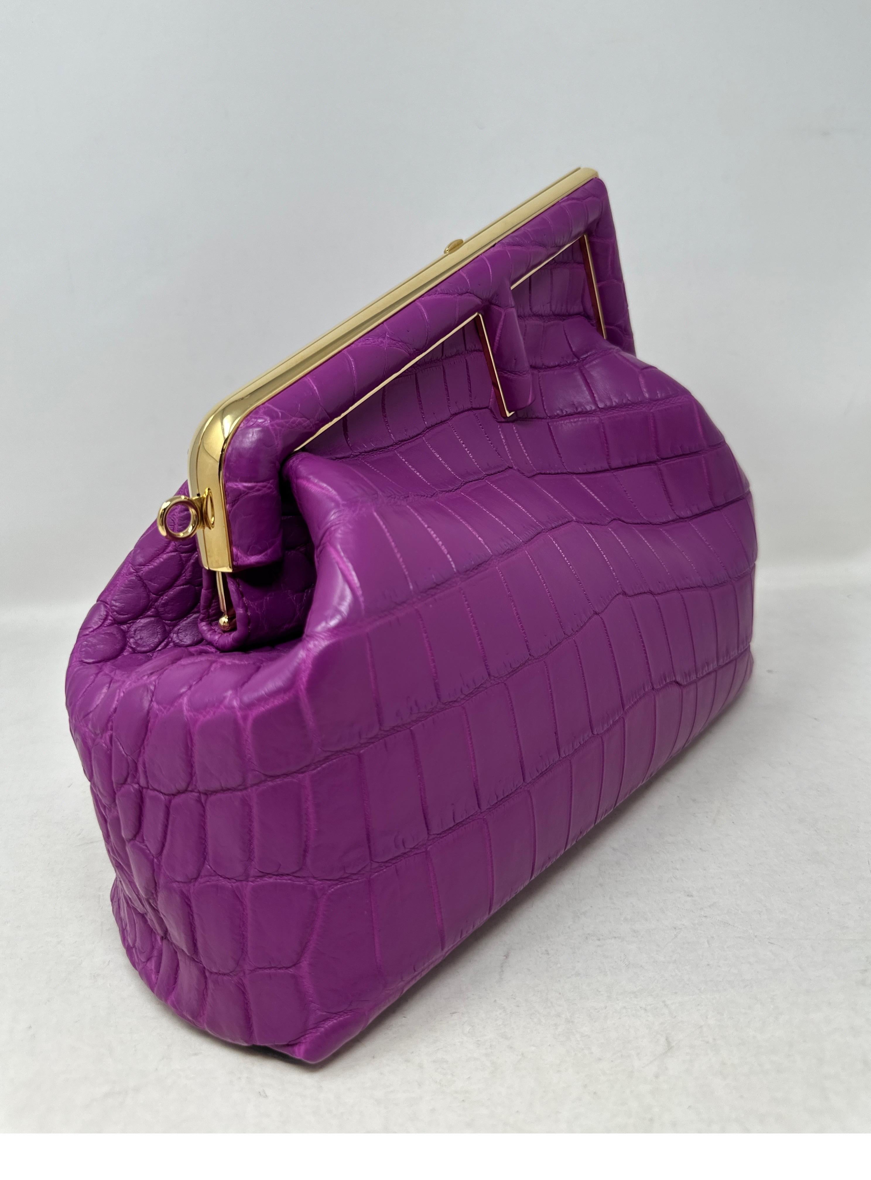 Fendi First Purple Crocodile Bag  For Sale 1