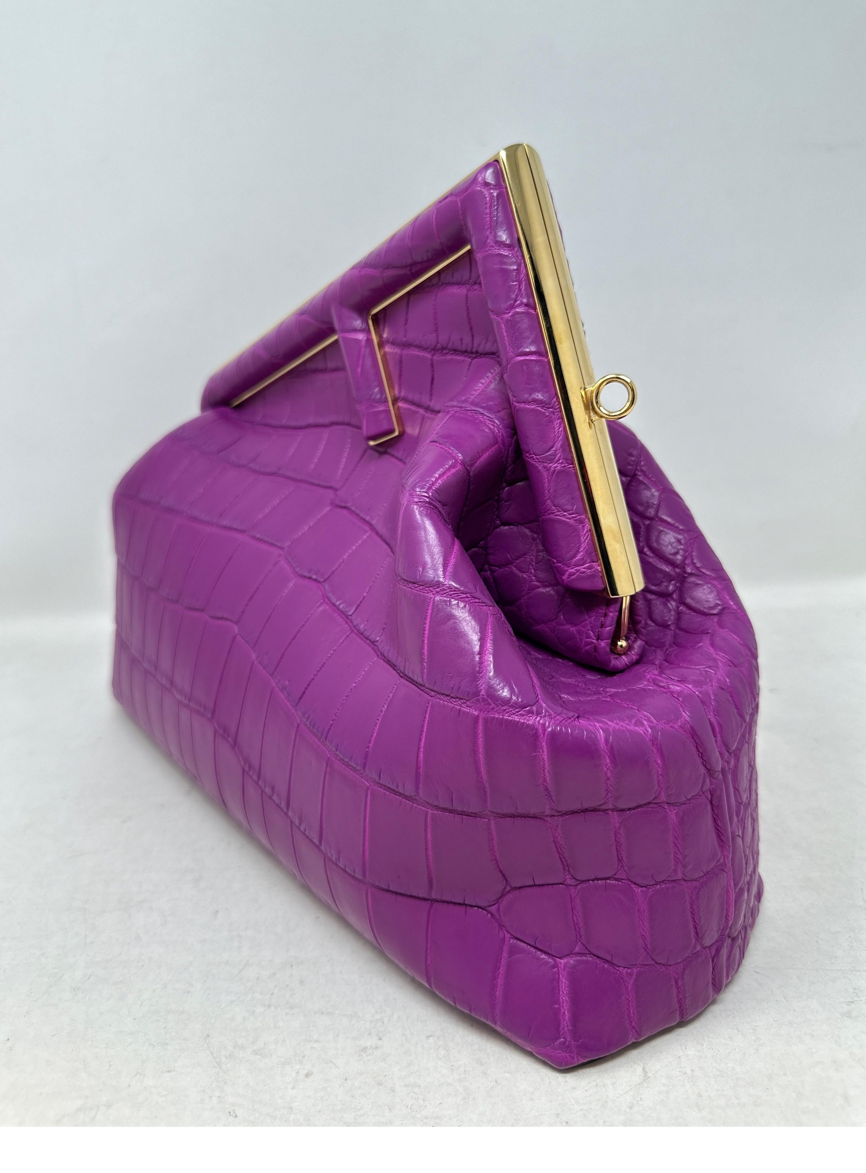 Fendi First Purple Crocodile Bag  For Sale 2