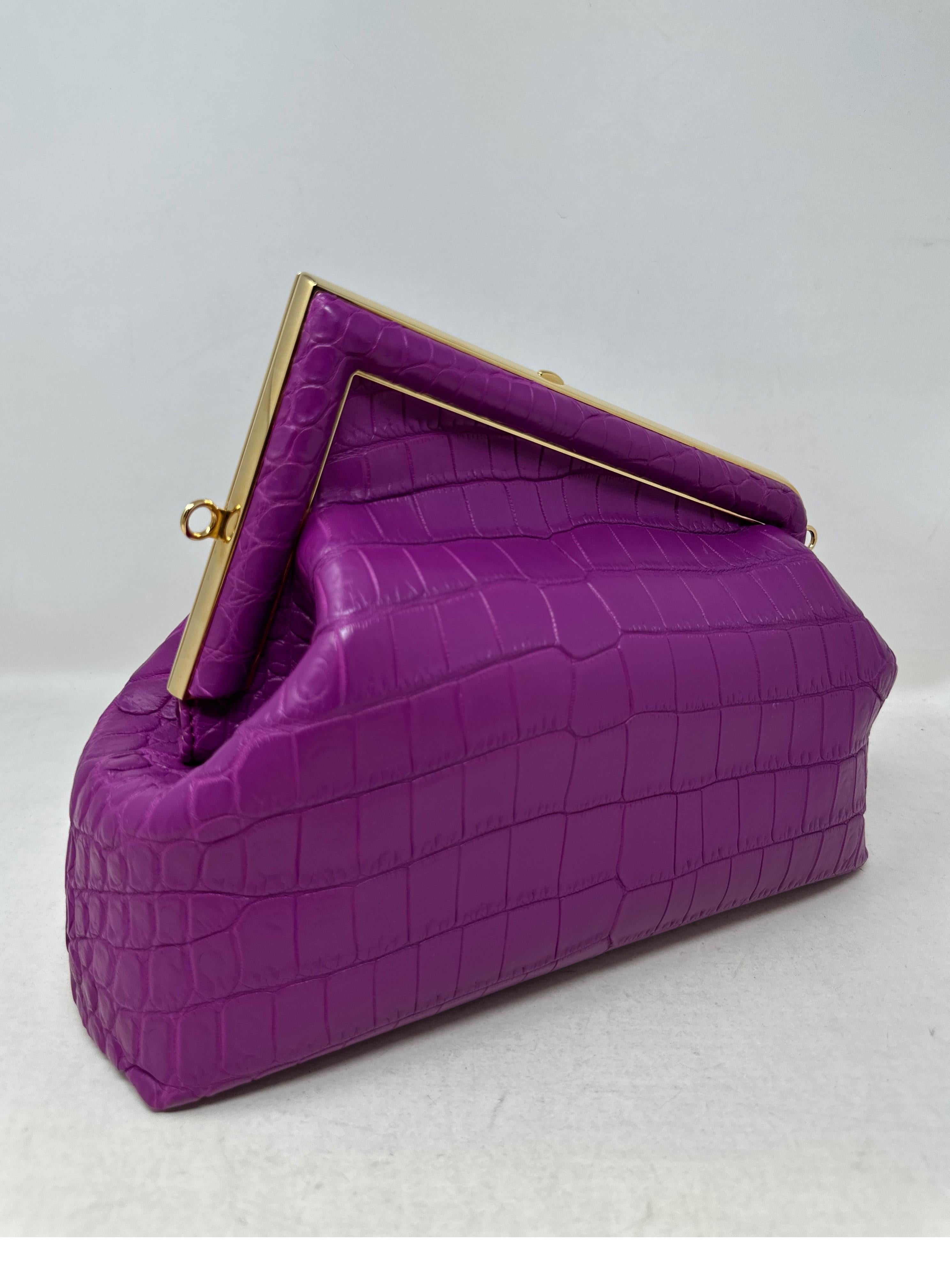 Fendi First Purple Crocodile Bag  For Sale 4