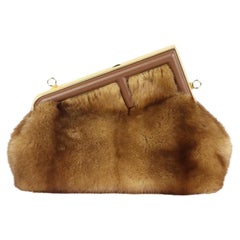 Fendi First Small Leather Trimmed Mink Fur Shoulder Bag