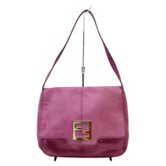 Vintage Fendi Flap Mama Forever Logo 872996 Pink-purple Leather Shoulder Bag