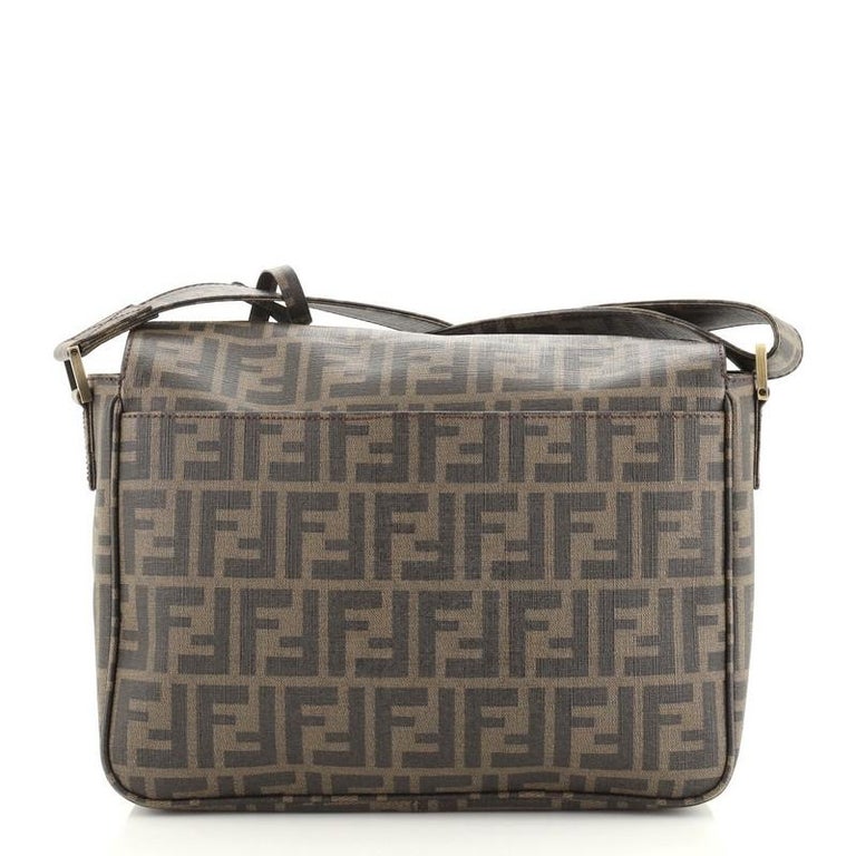 Fendi Flap Messenger Bag Zucca Coated Canvas Medium at 1stDibs