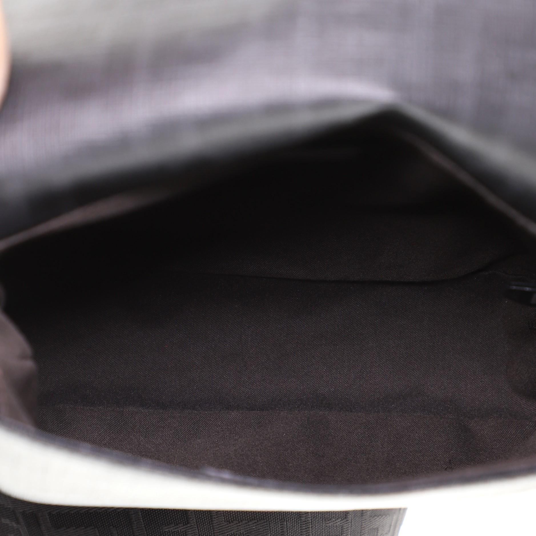 Black Fendi Flap Messenger Bag Zucca Coated Canvas Small