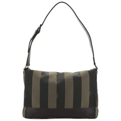 Fendi Flap Shoulder Bag Pequin Canvas Small