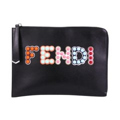 Fendi Flat Clutch Studded Leather