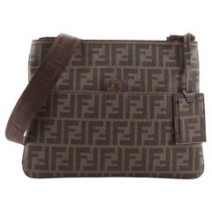 Fendi Flat Front Pocket Messenger Bag Zucchino Coated Canvas Medium