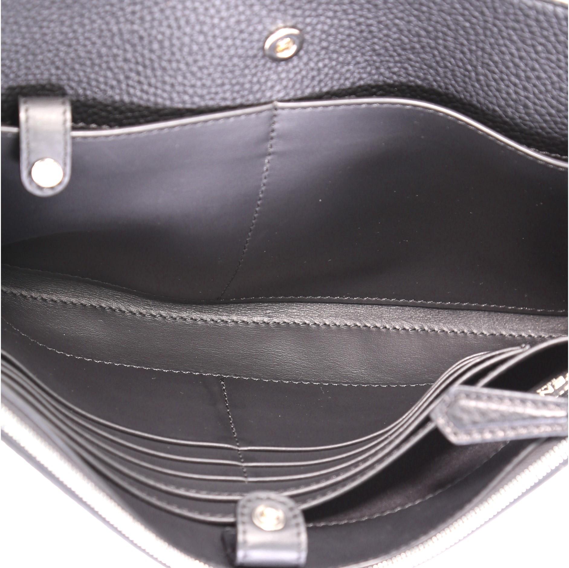 Black Fendi Flat Pouch Crossbody Bag Leather Medium