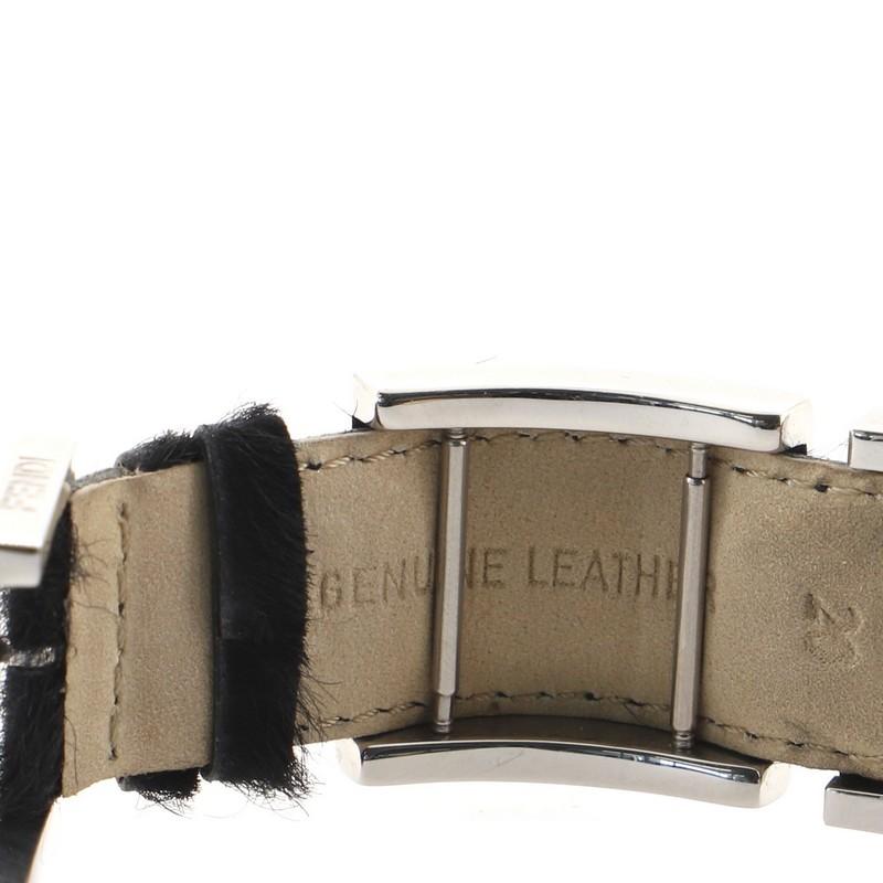 Fendi Flip Face Quartz Watch Stainless Steel and Faux Fur 26 In Good Condition In New York, NY