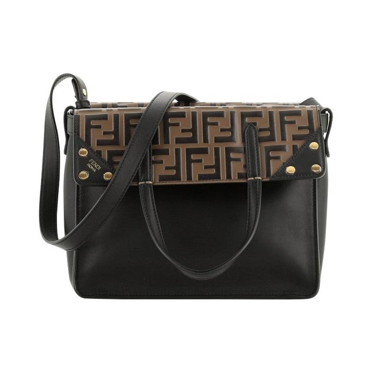 Fendi Flip Grace Convertible Tote Leather With Zucca Embossed Detail ...