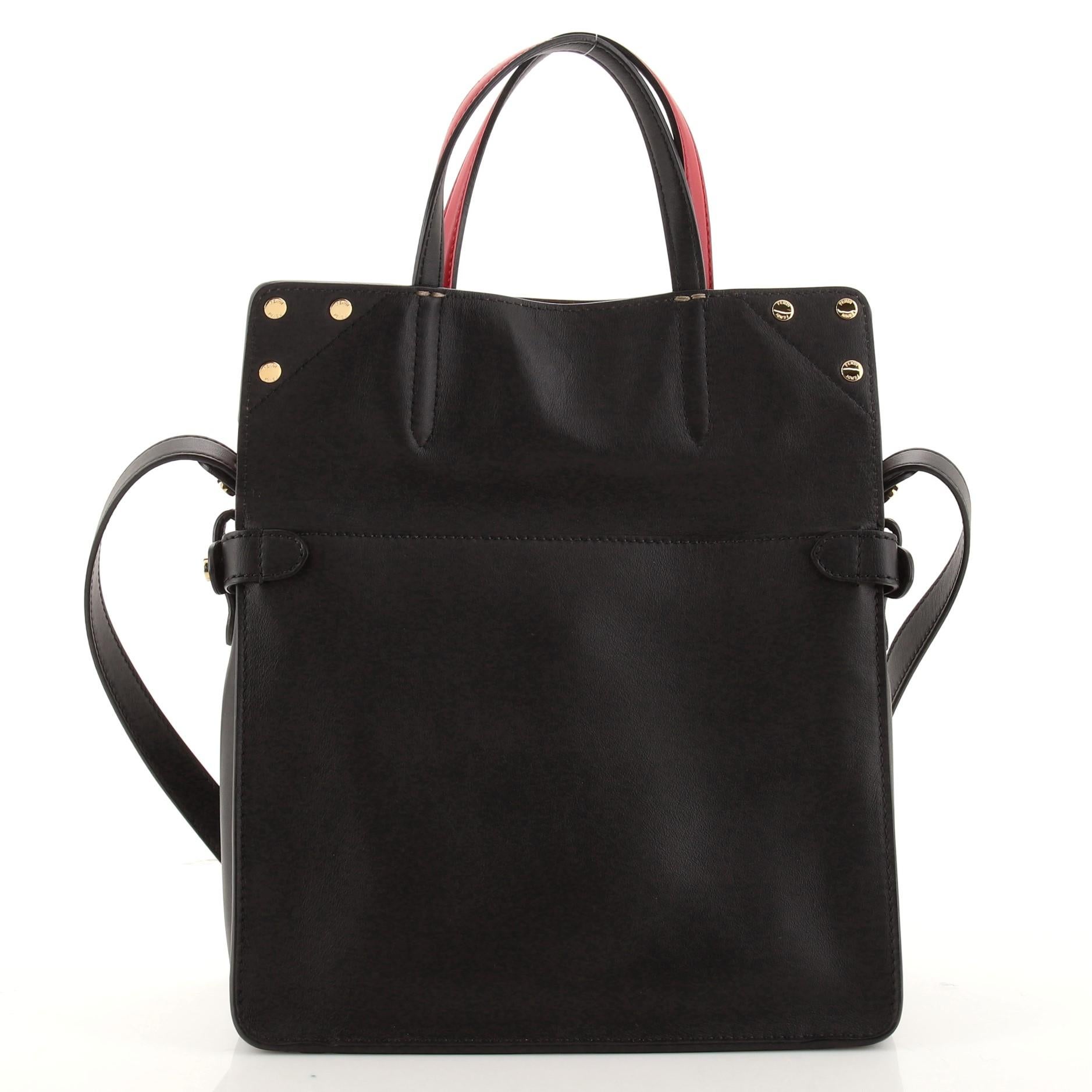 Black Fendi Flip Tote Leather with Suede Medium