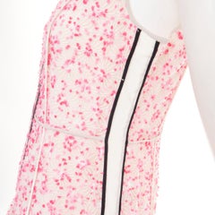FENDI Flocked Blossom pink sheer black trim drop waist mini dress IT42 M