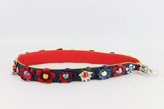 Fendi Floral Appliquéd Leather Bag Strap