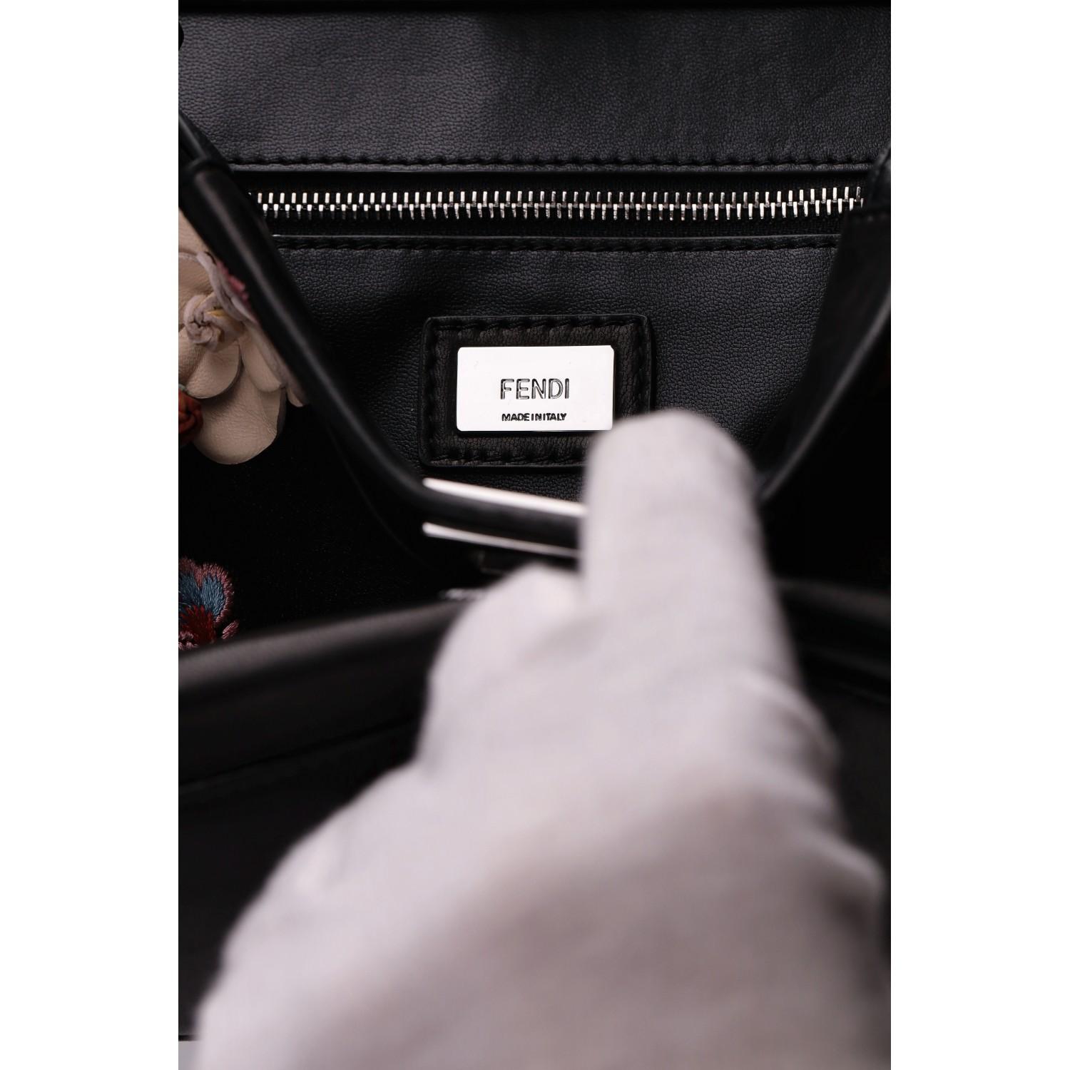 Fendi Floral Embellished Peekaboo Leather Crossbody Bag For Sale 5