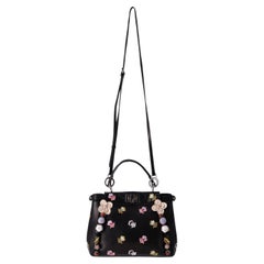 Fendi Floral Embellished Peekaboo Leather Crossbody Bag