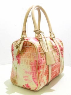 Fendi Floral Ff Forever Boston 228031 Pink Coated Canvas Satchel