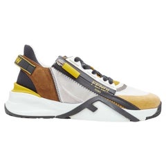 FENDI Flow white yellow brown logo zip low top  sneaker EU36