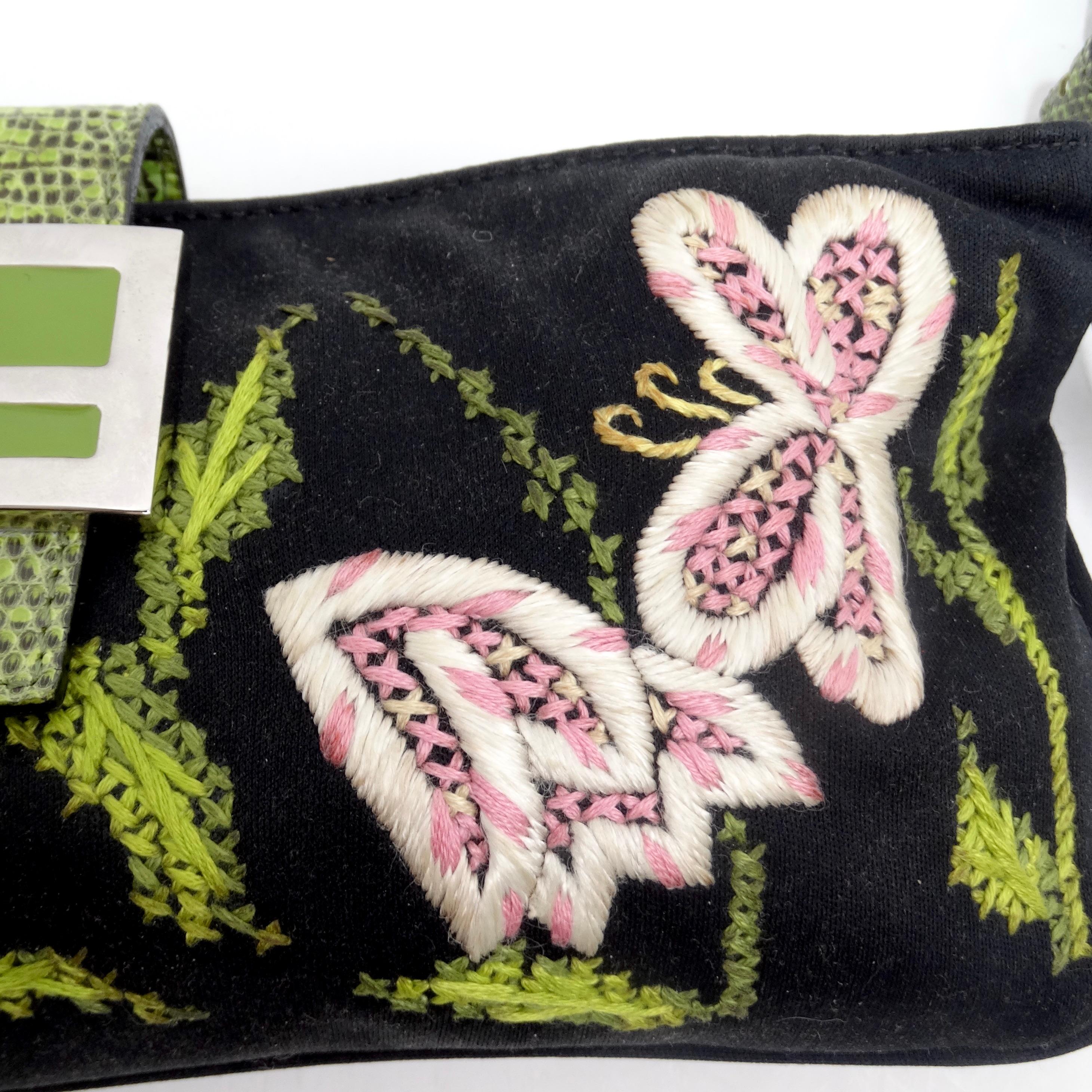 Fendi Flower Embroidered Lizard Embossed Shoulder Bag 6