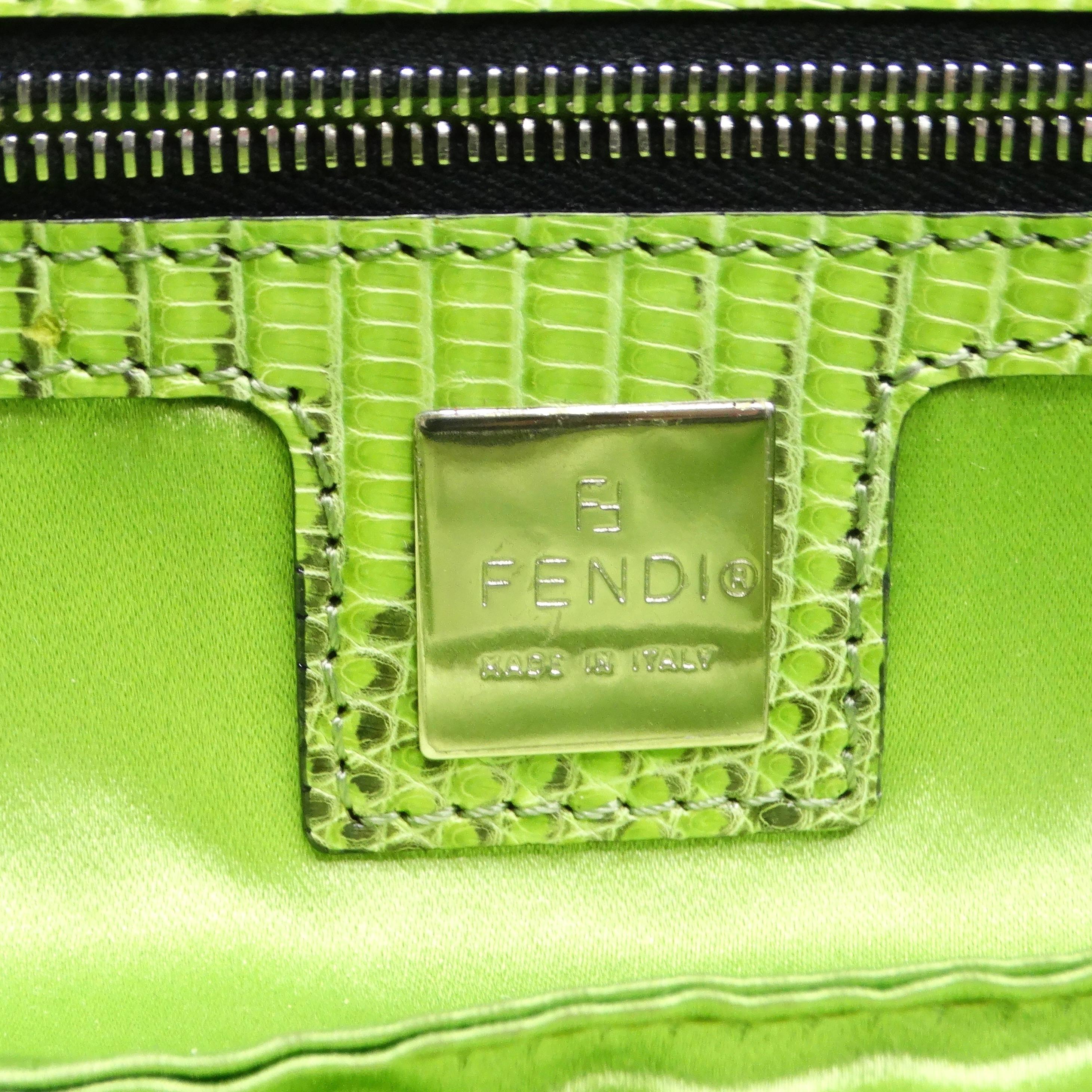 Fendi Flower Embroidered Lizard Embossed Shoulder Bag 8