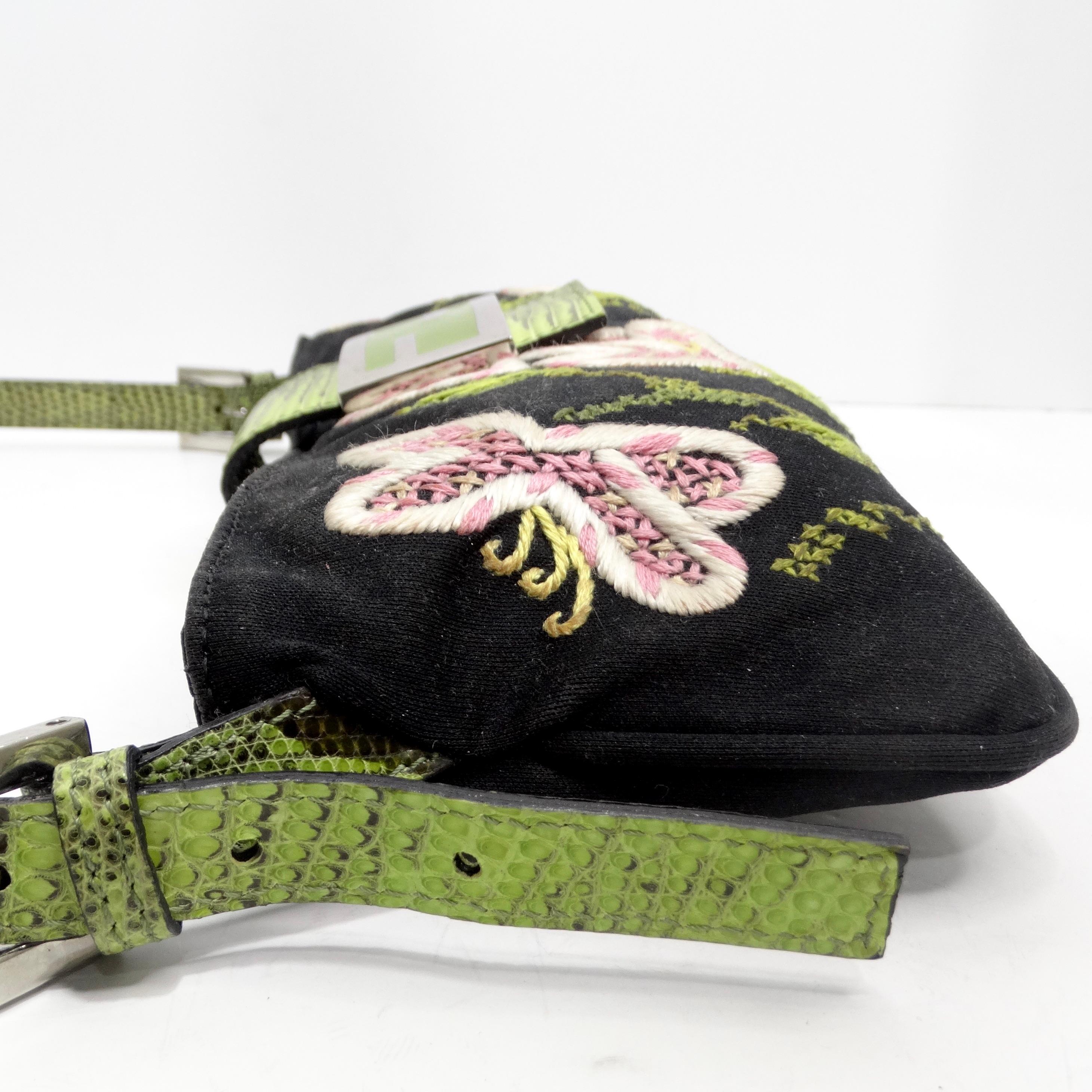 Fendi Flower Embroidered Lizard Embossed Shoulder Bag 2