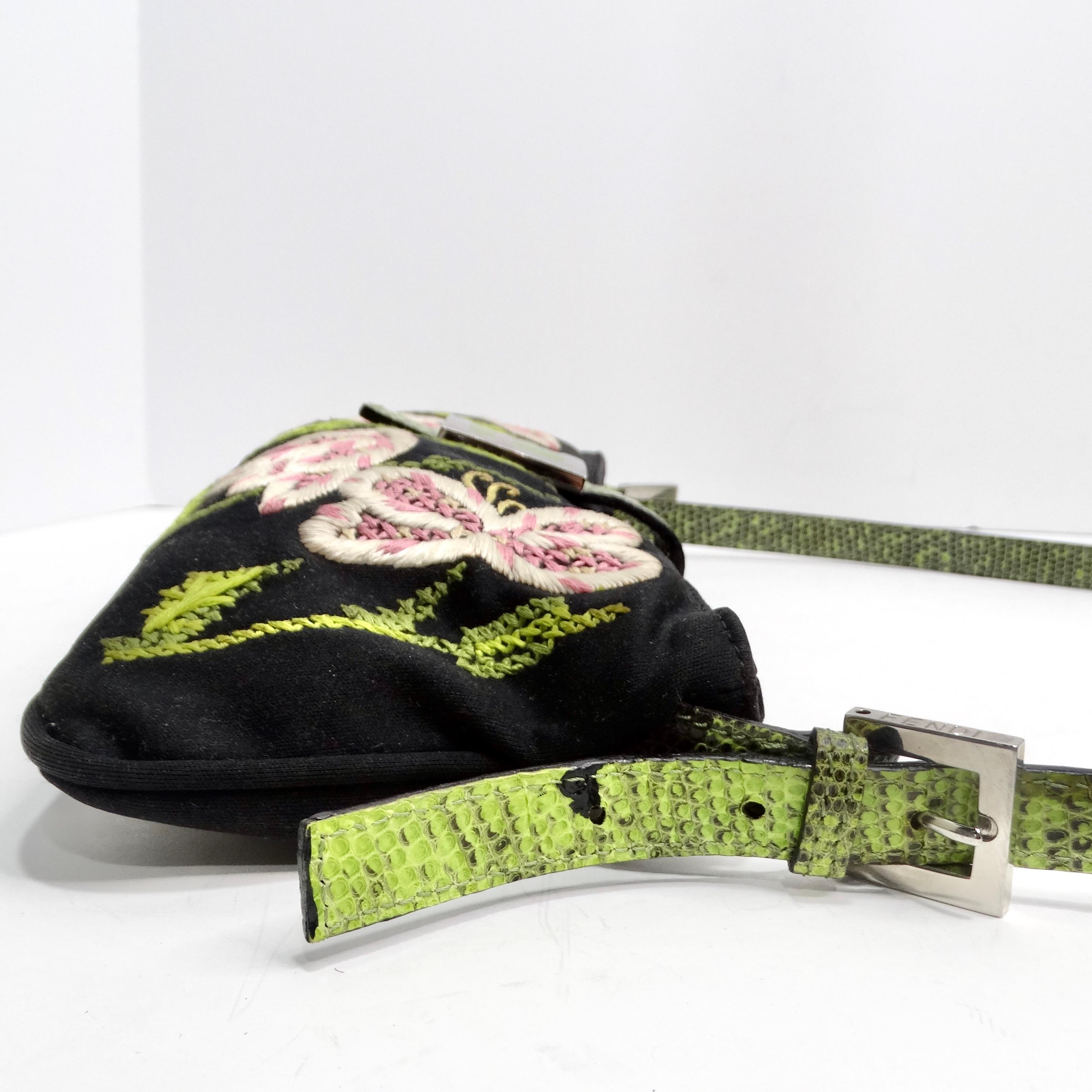 Fendi Flower Embroidered Lizard Embossed Shoulder Bag 4