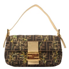 Fendi Flower Motif Ff Zucca Pattern Mama Baguette Brown/Gold/Multi Bag
